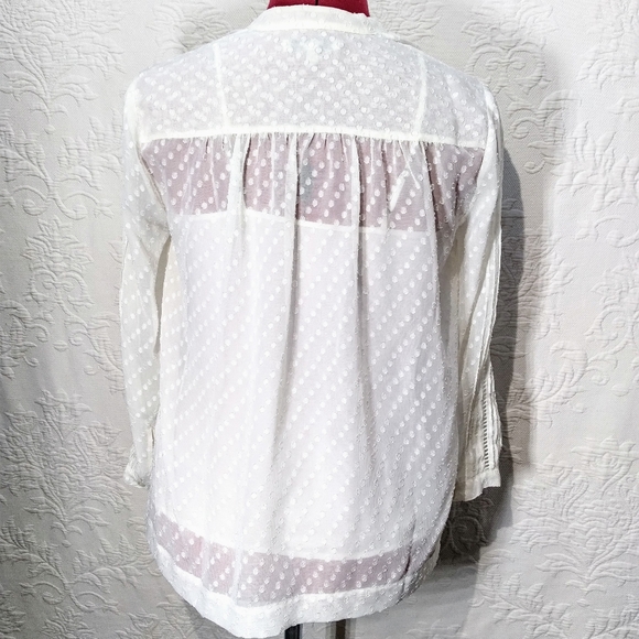 Madewell Polka Dot Off White Sheer Camisole Button Up Blouse - Picture 5 of 10